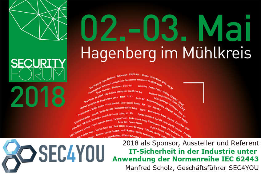 FH Hagenberg Security Forum - SEC4YOU Sponsor, Aussteller, Referent
